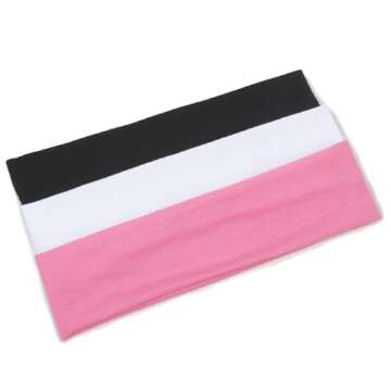 Headbands for Women Pink White Head Band Black Hair Bands for Women's Hair Non Slip Thick Headband S...