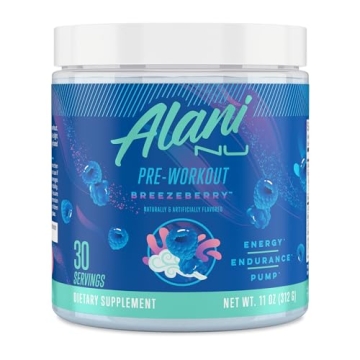 Alani Nu Breezeberry Pre Workout Powder, Sugar Free Energy Boost Supplement, 200mg Caffeine, Enduran...