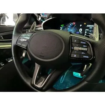 YOUTOOCAR Real Carbon Fiber Steering Wheel Lower Cover Trim Compatible with Genesis G70 2017 2018 2019 2020 2021 2022 G80 2020+ Accessories