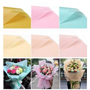 JOSON 30 sheets/6 colors Flower wrapping paper Korean solid color translucent flower shop floral gift bouquet flower wrapping paper Matte paper