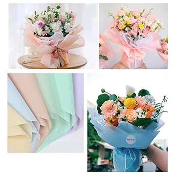 JOSON 30 sheets/6 colors Flower wrapping paper Korean solid color translucent flower shop floral gift bouquet flower wrapping paper Matte paper