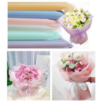 JOSON 30 sheets/6 colors Flower wrapping paper Korean solid color translucent flower shop floral gift bouquet flower wrapping paper Matte paper