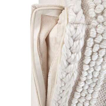 SIMPLIHOME Sommer Square Pouf, Footstool, Upholstered in Natural Handloom Woven Cotton Pattern, for the Living Room, Bedroom and Kids Room, Boho, Contemporary, Modern