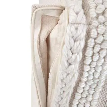 SIMPLIHOME Sommer Square Pouf, Footstool, Upholstered in Natural Handloom Woven Cotton Pattern, for the Living Room, Bedroom and Kids Room, Boho, Contemporary, Modern