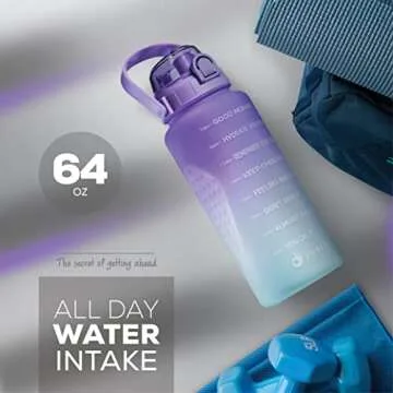 Motivational 64 oz Water Bottle for All-Day Hydration