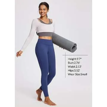 BALEAF Women's Petite Fleece Lined Leggings with Pockets, 25" Thermal Winter Warm High Waisted Thick 7/8 Yoga Pants