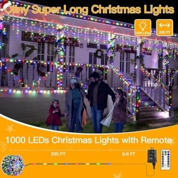 Ollny Christmas Lights 1000 LED 330 FT Waterproof Light String