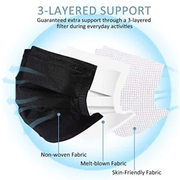 LEMENT 100 Pcs Disposable Face Masks - 3 Ply Protective Masks