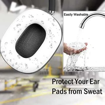 SOULWIT Silicone Ear Pads Cover Protector for AirPods Max Headphones Cushions, Sweatproof, Easily Washable, Rugged Durability - White