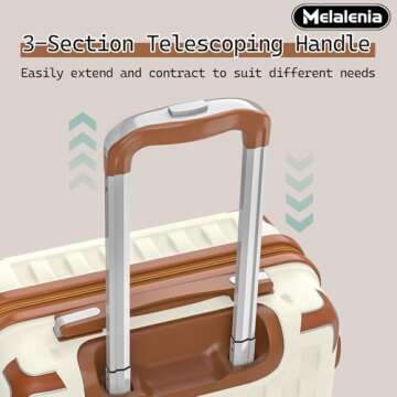Melalenia Luggage Sets 7 Piece Hard Shell Carry on Suitcase with Spinner Wheels and TSA Lock, Lightweight Travel Duffel Bag for Women, Beige Brown