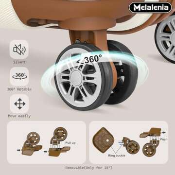 Melalenia Luggage Sets 7 Piece Hard Shell Carry on Suitcase with Spinner Wheels and TSA Lock, Lightweight Travel Duffel Bag for Women, Beige Brown