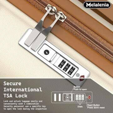 Melalenia Luggage Sets 7 Piece Hard Shell Carry on Suitcase with Spinner Wheels and TSA Lock, Lightweight Travel Duffel Bag for Women, Beige Brown