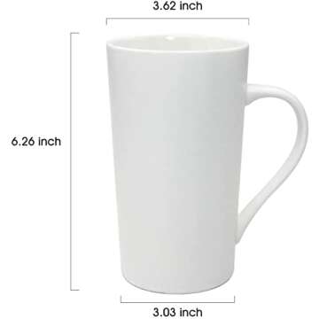 Momugs Number Large Coffee Mug Set of 2, Tall White Ceramic Coffee Cup, 20 oz Mug for Coffee, Cocoa,...