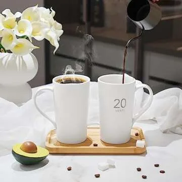Momugs Large Ceramic Coffee Mug Set of 2 | 20 oz