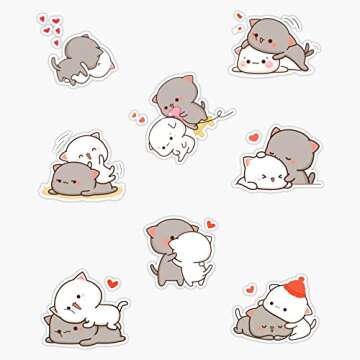 Vision Signs Love Hugs - Peach and Goma Cats Sticker Pack Sticker Bumper Sticker Vinyl Decal 5inch (VISION-XMAS-STICKERS-111)