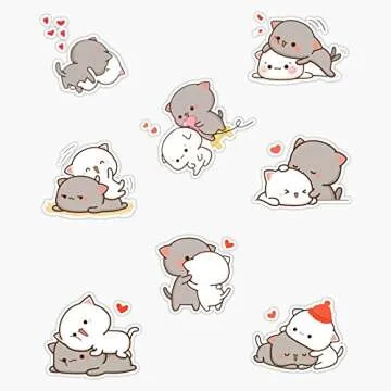Vision Signs Love Hugs - Peach and Goma Cats Sticker Pack Sticker Bumper Sticker Vinyl Decal 5inch (VISION-XMAS-STICKERS-111)