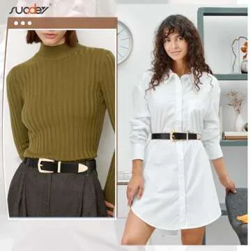 SUOSDEY Women's Vintage Western Faux Leather Belt