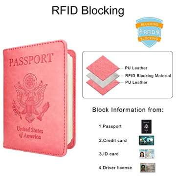 WALNEW Passport Holder for Travel, RFID Passport Cover Wallet for Women Men, PU Leather Passport Boo...