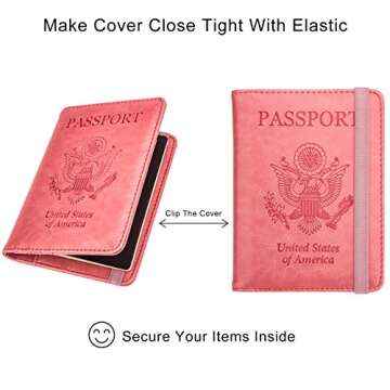 WALNEW Passport Holder for Travel, RFID Passport Cover Wallet for Women Men, PU Leather Passport Book Card Holder Case with Pen, Travelling Essentials for Flying