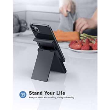 Lamicall Adjustable Cell Phone Stand - Foldable Portable Holder Cradle for Desk, Desktop Charging Do...
