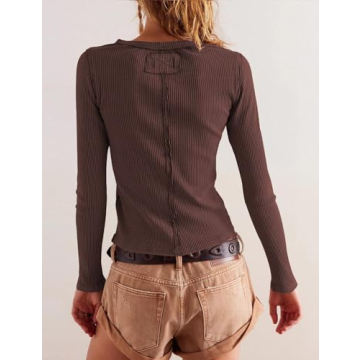 Womens Slim Fitted Ribbed Cardigan Long Sleeve Button Down Shirt