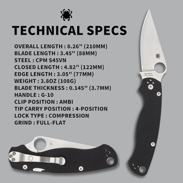 Spyderco Para Military 2 EDC Folding Utility Knife - CPM S45VN Steel Blade
