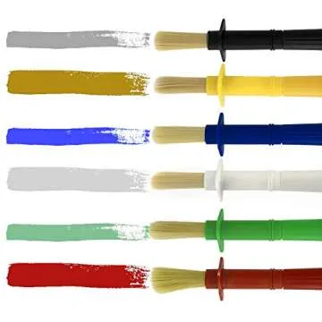 U.S. Art Supply Children's Jumbo Art Brushes Set of 6 - Plastic Handle Round Brushes with Hog Bristles, Stubby Grip - Ideal for Tempera, Poster Paints, and More!