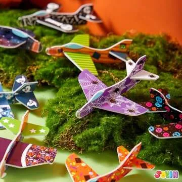 JOYIN 48 PCS Halloween Foam Glider Planes for Kids, Flying Paper Airplane Gliders Toys Bulk for Halloween Party Gifts Presents,12 Different Airplane Designs,Trick or Treats, Party Favor and Supplies