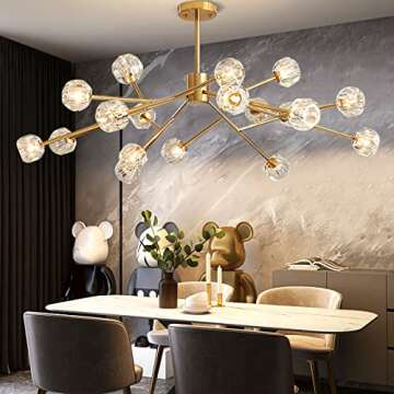 Saffbei Crystal Chandeliers Modern Sputnik Chandeliers Crystal Pendant Light with 18 Lights Contempo...