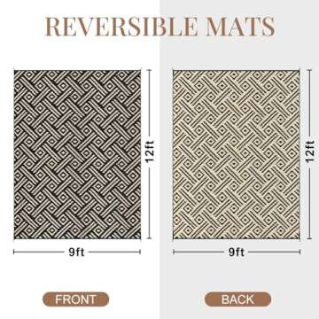 ROCYJULIN Outdoor Plastic Straw Rug 9x12 Ft, Outdoor Rug for Patio, Waterproof Outdoor Carpet for Ca...