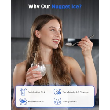 Nugget Ice Maker: 37lbs Daily, Chewable Ice, LED Light