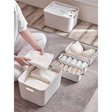 Amyup Set of 3 Plastic Storage Bin,13.4x10.2x8'' Versatil Kitchen Pantry,Desk,Office and Drawer,Plas...