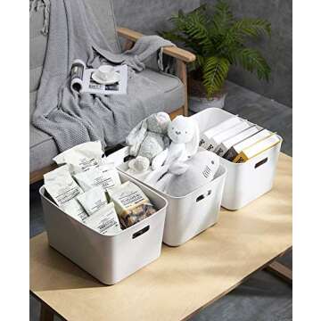 Amyup Set of 3 Plastic Storage Bin,13.4x10.2x8'' Versatil Kitchen Pantry,Desk,Office and Drawer,Plastic Organizer Container Under Bed,Under Sink Bathroom Organizer (Large)