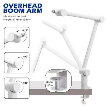 BOMGE Boom Arm Mic Stand - Adjustable Heavy Duty Suspension Boom Scissor Arm Stand with Cable Manage...