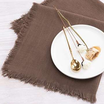 Socomi Handmade Cloth Napkins Bulk 18"x18" Cotton Linen Dinner Napkins Rustic Cheesecloth Table Napk...