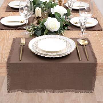 Socomi Handmade Cloth Napkins Bulk 18"x18" Cotton Linen Dinner Napkins Rustic Cheesecloth Table Napkins for Wedding Party Baby Shower Set of 4 Brown