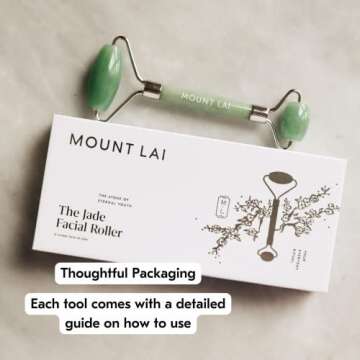 Mount Lai De-Puffing Jade Roller for Face, Best Massage Face Sculpting Tool for Women to De-Puff, Soothe, and Reveal Radiant Skin, Authentic Jade Facial Roller Skin Care