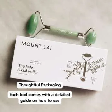 Mount Lai De-Puffing Jade Roller for Face, Best Massage Face Sculpting Tool for Women to De-Puff, Soothe, and Reveal Radiant Skin, Authentic Jade Facial Roller Skin Care