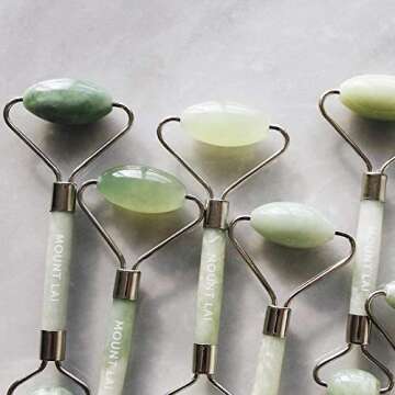 Mount Lai De-Puffing Jade Roller for Face, Best Massage Face Sculpting Tool for Women to De-Puff, Soothe, and Reveal Radiant Skin, Authentic Jade Facial Roller Skin Care