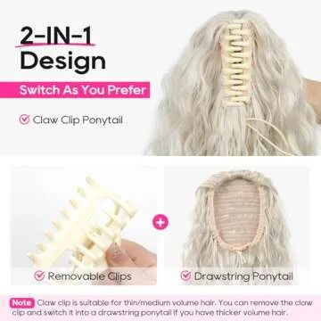 REECHO 30" Long Claw Clip Ponytail Extension - Curly Wavy Hair