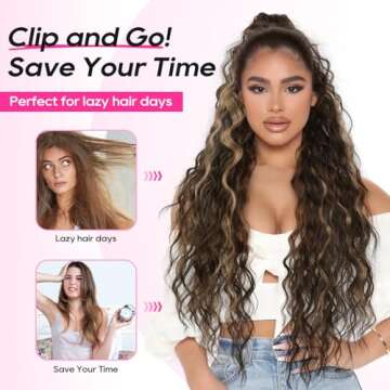 REECHO 30" Long Claw Clip Ponytail Extension - Curly Wavy Hair