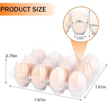 ZHIGLMYD 100 Pack Egg Cartons Cheap Bulk,12 Count,Reusable Clear Plastic Egg Carton, Crate for Home ...