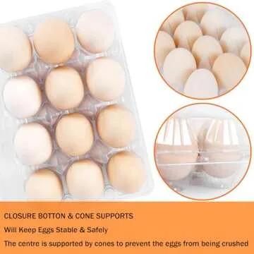 ZHIGLMYD 100 Pack Egg Cartons Cheap Bulk,12 Count,Reusable Clear Plastic Egg Carton, Crate for Home Ranch Farm Commercial Market Display.