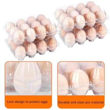ZHIGLMYD 100 Pack Egg Cartons Cheap Bulk,12 Count,Reusable Clear Plastic Egg Carton, Crate for Home Ranch Farm Commercial Market Display.