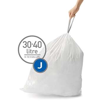 simplehuman Code J 60 Count, Genuine Custom Fit Liners, Drawstring Trash Bags in Dispenser Packs, 30...