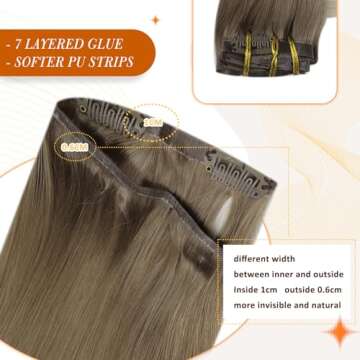 Full Shine Ombre Seamless Clip in Hair Extensions Human Hair Ash Brown Ombre Platinum Blonde Pu Clip in Extensions for Women Invisible Remy Hair Extensions Clip in Human Hair 16 Inch 120 Grams 8 Pcs