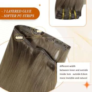 Full Shine Ombre Seamless Clip in Hair Extensions Human Hair Ash Brown Ombre Platinum Blonde Pu Clip in Extensions for Women Invisible Remy Hair Extensions Clip in Human Hair 16 Inch 120 Grams 8 Pcs