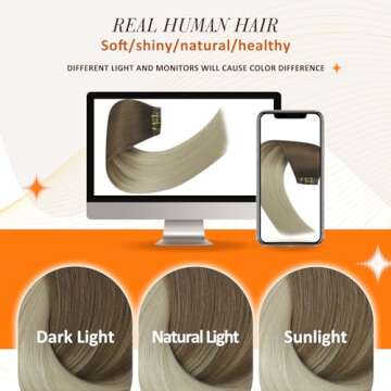 Full Shine Ombre Seamless Clip in Hair Extensions Human Hair Ash Brown Ombre Platinum Blonde Pu Clip in Extensions for Women Invisible Remy Hair Extensions Clip in Human Hair 16 Inch 120 Grams 8 Pcs