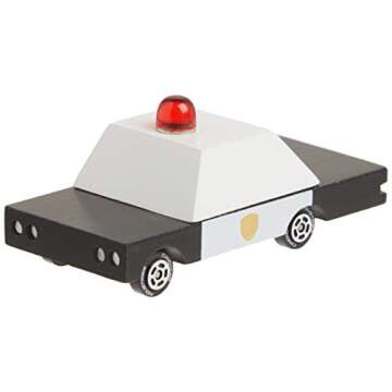 CANDYCAR® Wooden Diecast Collection - Police Car, Premium Handcrafted Beech Wood Toy Car