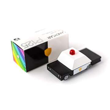 CANDYCAR® Wooden Diecast Collection - Police Car, Premium Handcrafted Beech Wood Toy Car